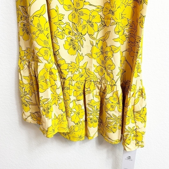 CUPSHE YELLOW FLORAL PRINT ONE  SHOULDER WOMEN SUMMER DRESS SIZE XS BRAND NEW - Picture 3 of 11